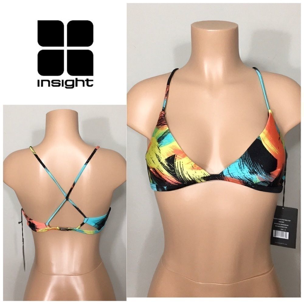 INSIGHT brush cameo pop triangle bikini top. NWT